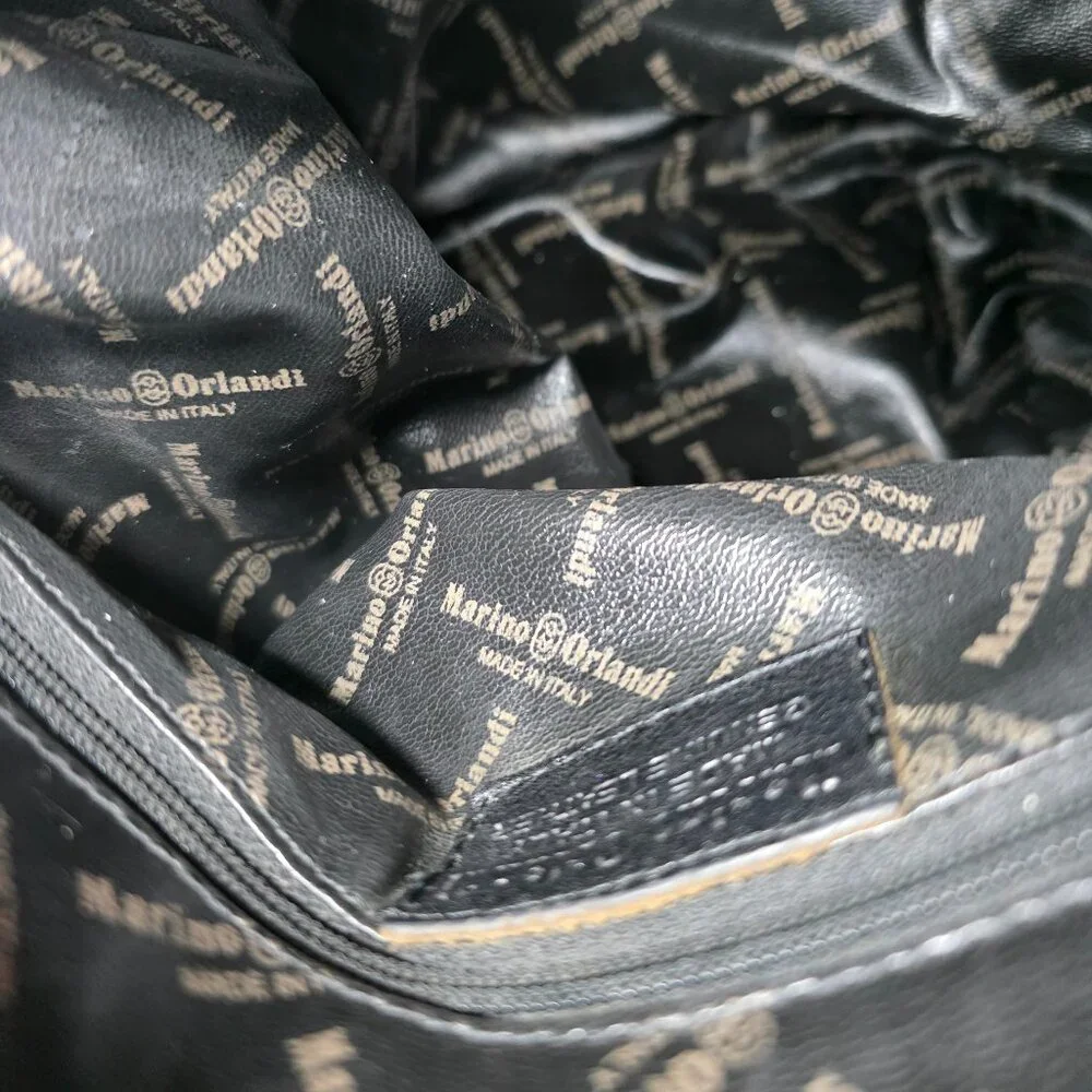 Marino Orlandi Black Leather Hobo Shoulder Bag Gold Hardware Made in Italy - Picture 8 of 16